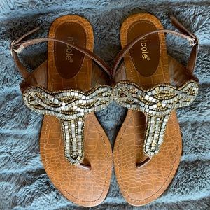 Brown t strap sandal
